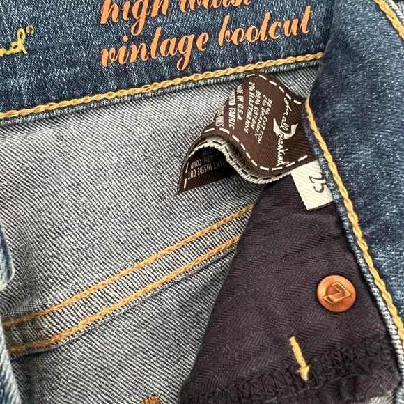 7 For All Mankind Medium Blue Flare High Waisted Jeans - Picture 6 of 11